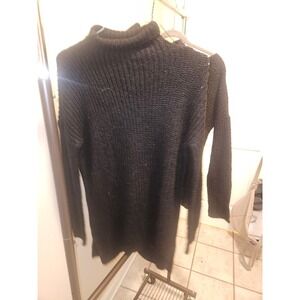 Trouve Womens Black Textured Chunky Knit Turtleneck Sweater Size Small